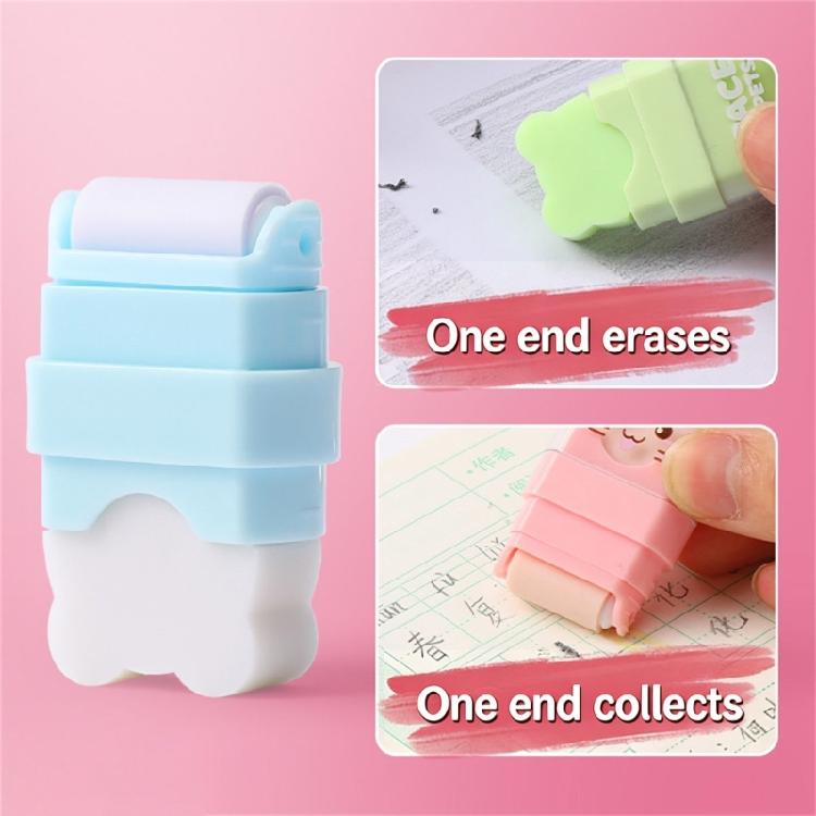 4Pcs Double Ended Animal Roller Eraser With Built In Shavings Cleaner Easy Erasing For Students Workers Writing Drawing