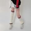 Women Ribbed Knit Leg Cover Preppy Double Striped Slouch Leg Warmers Long Socks