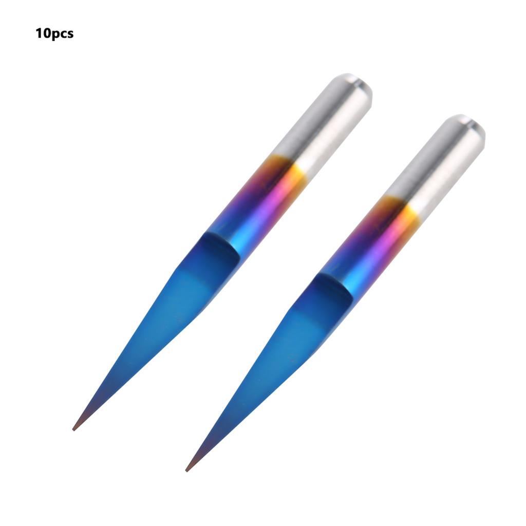 10Pcs Box 3.175 Blue Plating Tungsten Steel Engraving Tool CNC Carving Tool (20 Degrees *0.1)