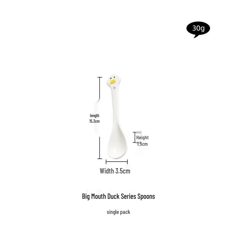 

Роскошный мультяшный керамический набор посуды с уткой: Включает чашку, ложку, тарелку для завтрака и миску для овсянки для детей Standard Size