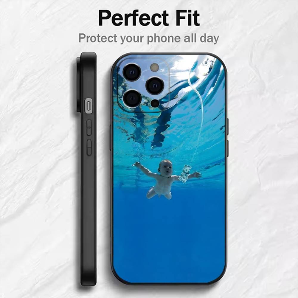 Singer K-Kurt Cobain N-Nirvana Phone Case For iPhone17,16,15,14,13,12 Plus,Max Soft Silicone Black Cover