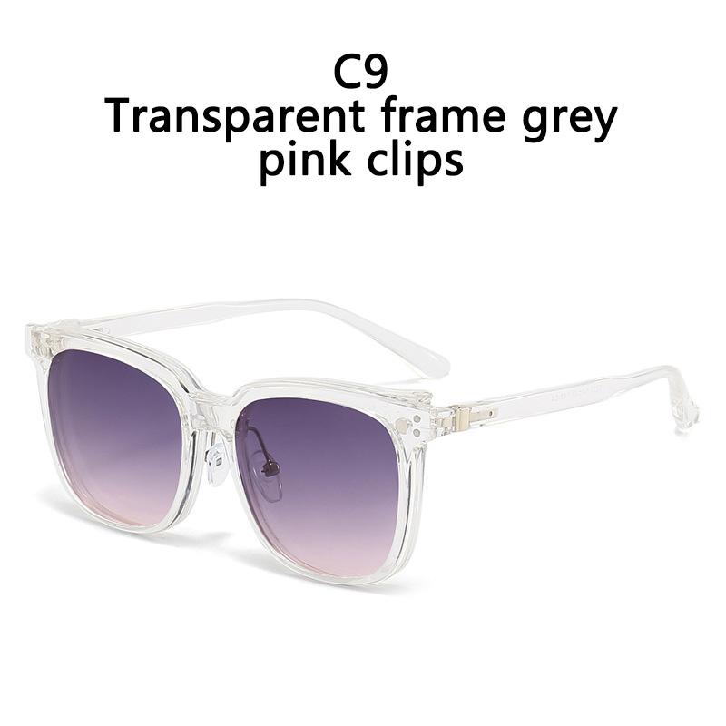 2 In 1 Clip On Glasses Transparent Frame Women Brand Design Clips Sunglasses Men Prescription Eyeglasses