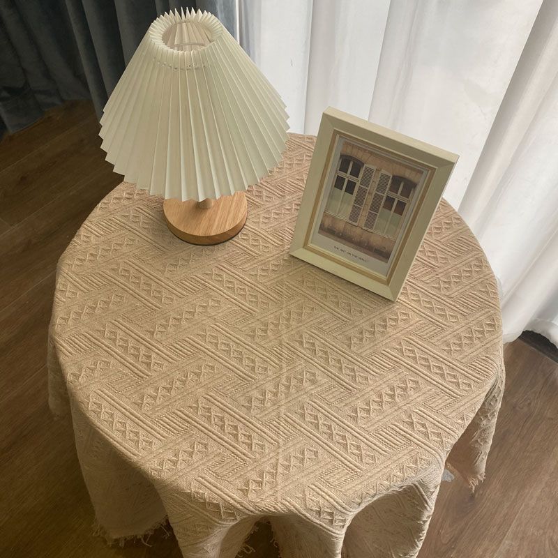 

French Lace Tablecloth Ins Style Fancy round Table Accessible Luxury Bedroom and Household Scandinavian Japanese Style Fabric Art Dessert Tablecloth Pure khakis T 230*280