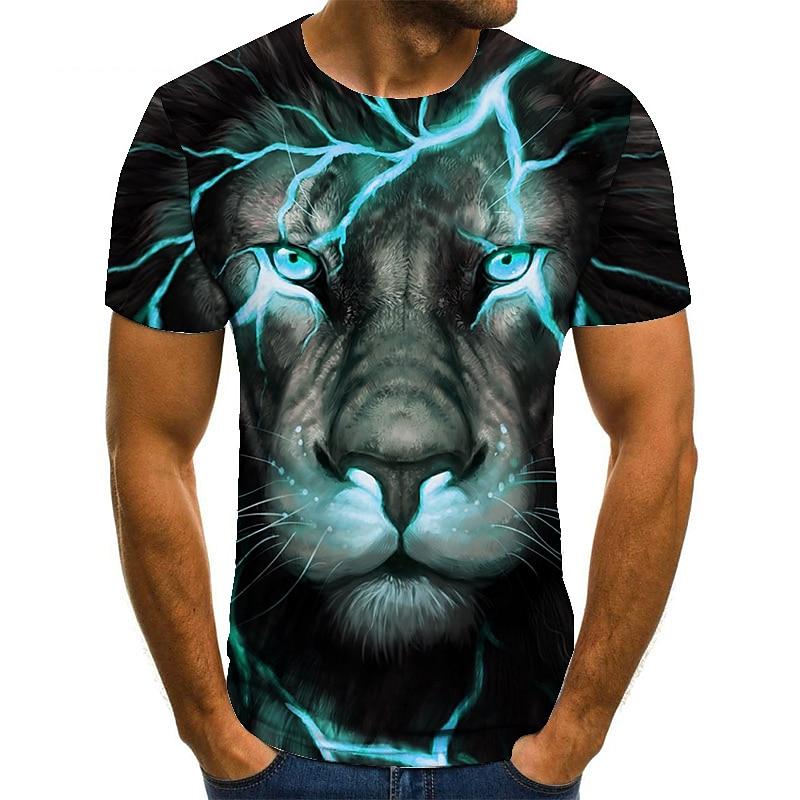 Men's Graphic Animal Lion T Shirt Tee Funny T Shirts Short Sleeve T shirt 3D Print Crew Neck Shirt Streetwear Exaggerated Causal