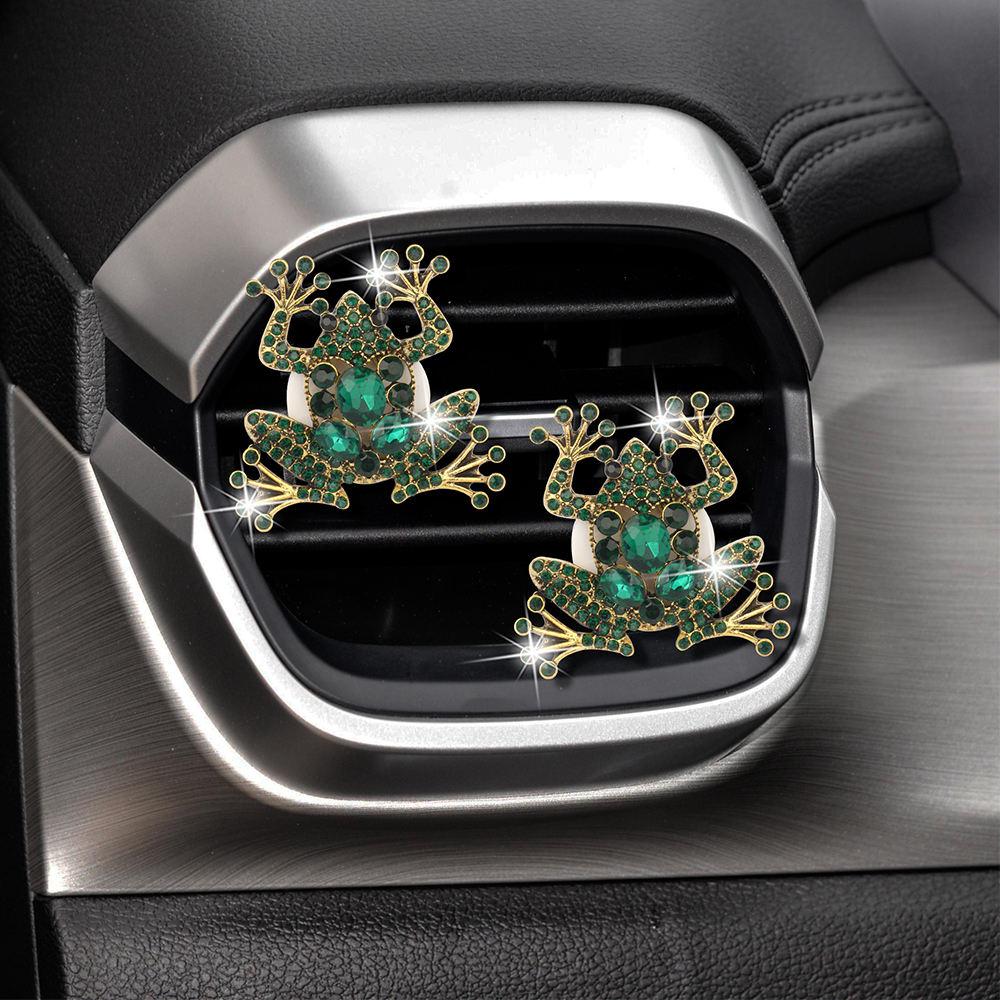 1 Buc Clip Drăguț Broască pentru Gura de Ventilație Auto, Clip Bling Odorizant de Aer, Difuzor Auto cu Strasuri, Decorațiune Creativă Accesorii Interioare Auto