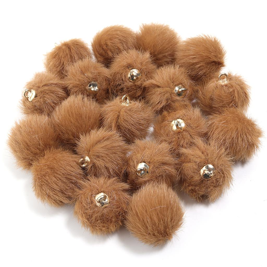 20pcs 16mm Plush Fur Covered Ball Beads Charms Cute Pompom Charms For Jewelry Making DIY Bracelets Necklace Earrings Accessories