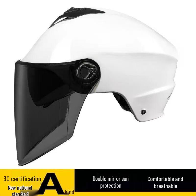 Durable Dual-Lens Motorcycle Half Helmet for Men & Women – Breathable, Sun-Protected, All-Season Safety