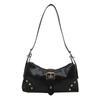 Vintage Mode Trend Lokomotivtasche Spice Girl Gürtelschnalle Nieten Dekoration Schulter Achseltasche Damen Handtasche