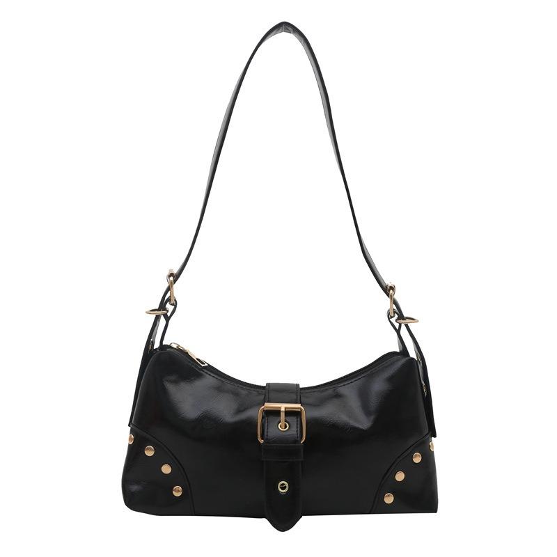 Vintage Mode Trend Lokomotivtasche Spice Girl Gürtelschnalle Nieten Dekoration Schulter Achseltasche Damen Handtasche