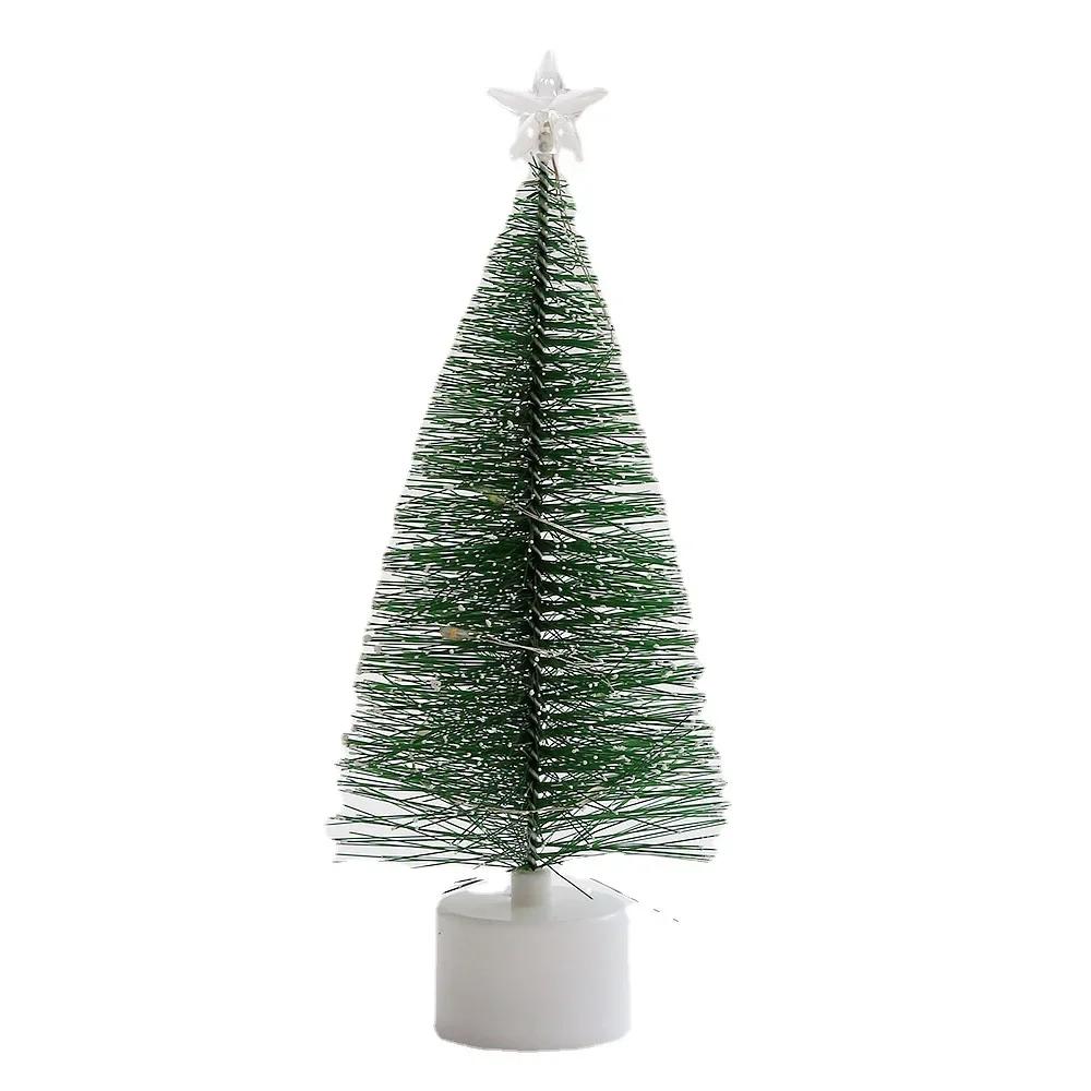 2PCS LED Colorful Pine Needles Christmas Tree Tabletop Window Atmosphere Decoration Pieces Luminous Mini Christmas Tree