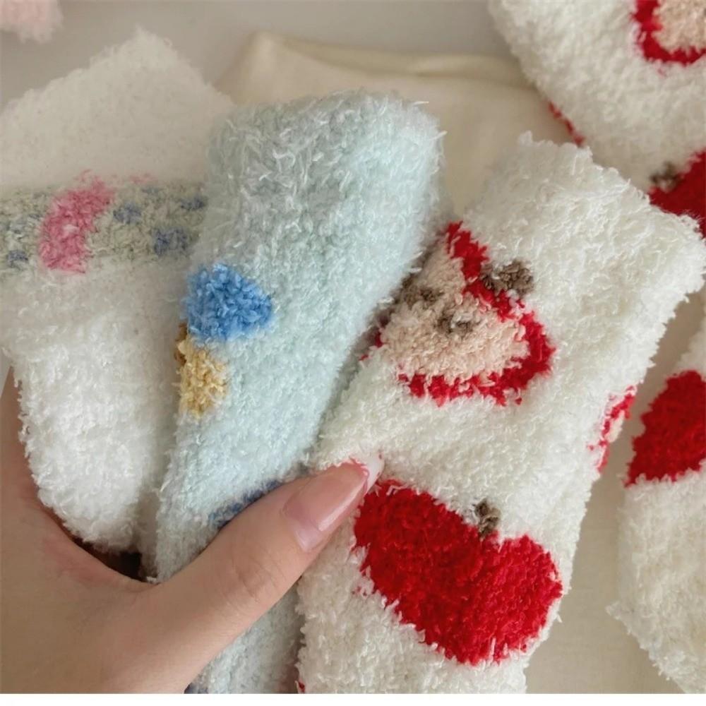 Thicken Coral Fleece Socks Warm Sleep Socks Cartoon Fuzzy Floor Socks  Women Socks