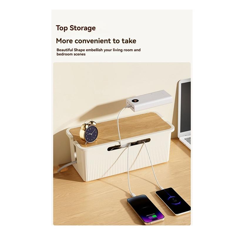 

WON Cable Management Box With Lid To Hide Wires& Power Strips Desk Computer Cable Organizer Box A 32X15x12.5Cm