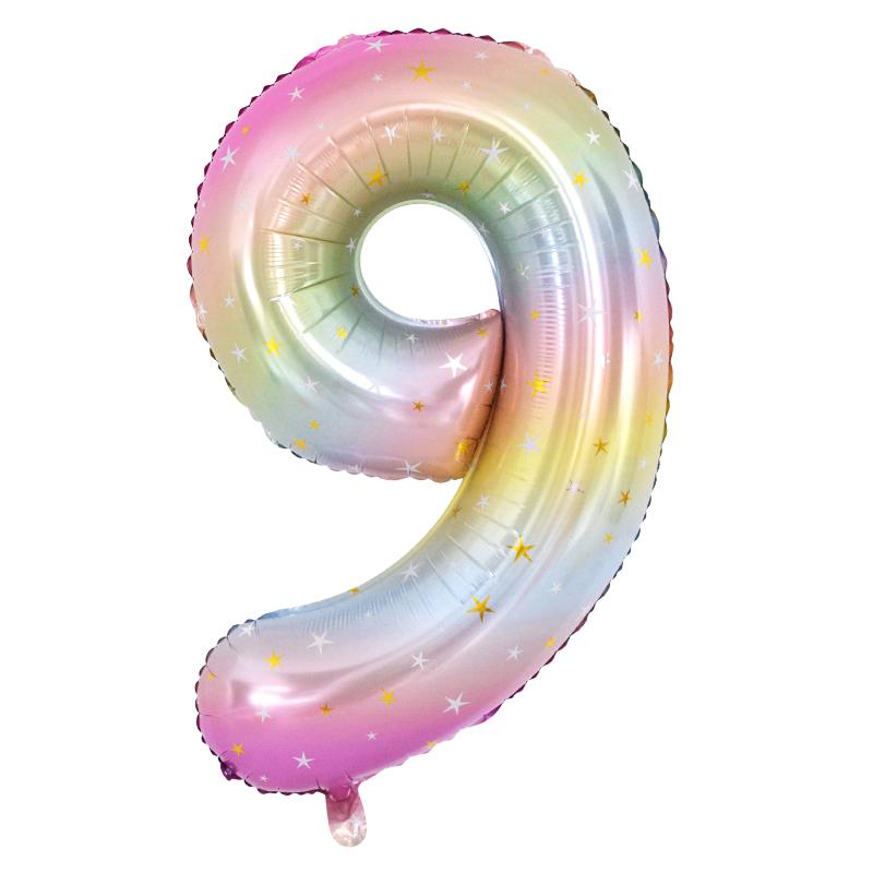 40 Zoll Regenbogenfarben Zahlen Folienballon 0-9 Ziffer Einhorn Thema Geburtstagsfeier Ballon Kinder 1. Globos Babyparty Dekoration