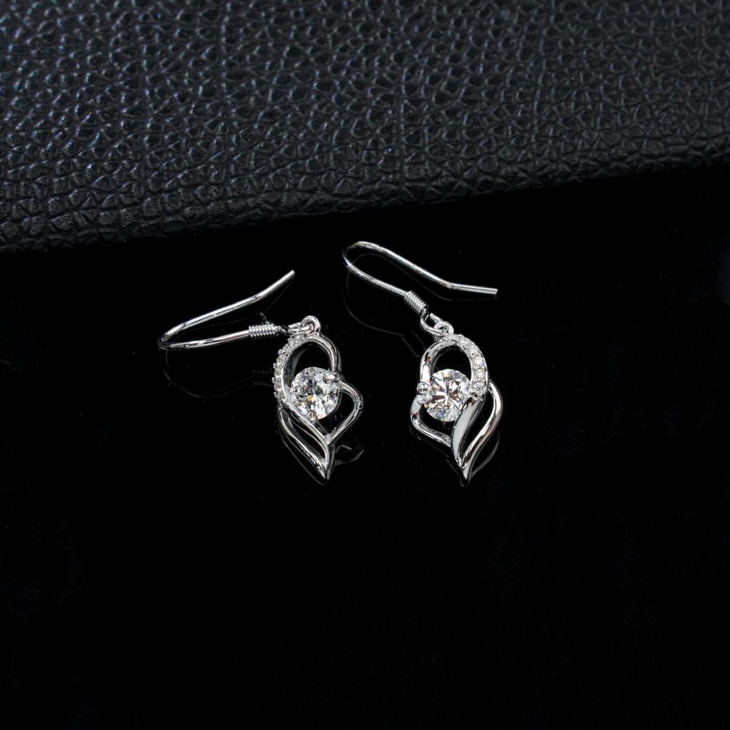 S925 Sterling Silver Heart-Shaped Rhinestone Earrings – Twisted, Hollow Design Dangle for Women, Perfect Versatile Gift