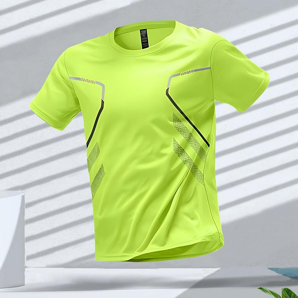 Men's Sports Running T-shirt Color Block 3d Printed Men's Quick-drying Breathable Short-sleeved Sports T-shirt for Outdoor Use