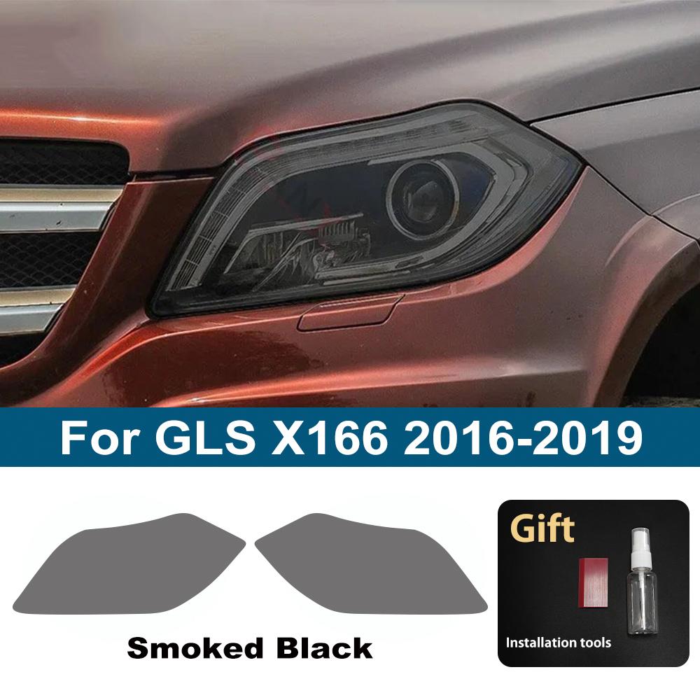 For Mercedes Benz GLA/GLB/GLC/GLK/GLE/GLS Pre-Cut TPU Headlight PPF Smoke Black High Gloss Anti-Scratch Protective Vinyl Wrap