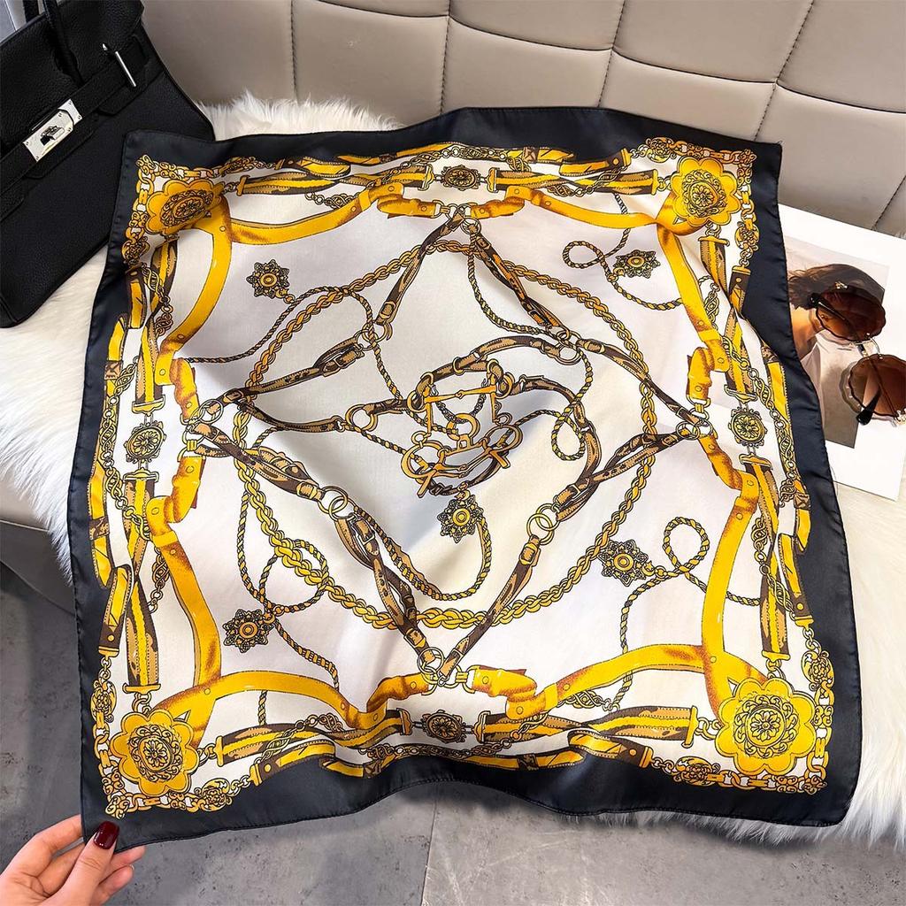 Fashion Square Fashion Foreign Style Small Silk Scarf Women'S Headband Decorative Scarf Dual-Purpose Small Square Scarf New Scarf