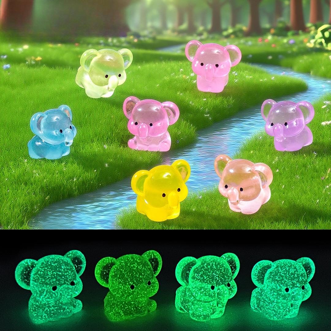 

5-100pcs Luminous Elephant Figures Fairy Garden Micro Landscape Ornament Glowing in Dark Miniature Flower Potted Dollhouse Decor 5pcs