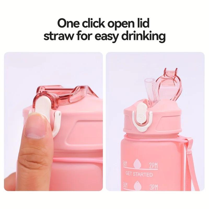 900ml Sports water Bottle High Temperature Resistant Graduated Straw Cup Rainbow Frosted Progressive Color Water Cup Plastic Cup