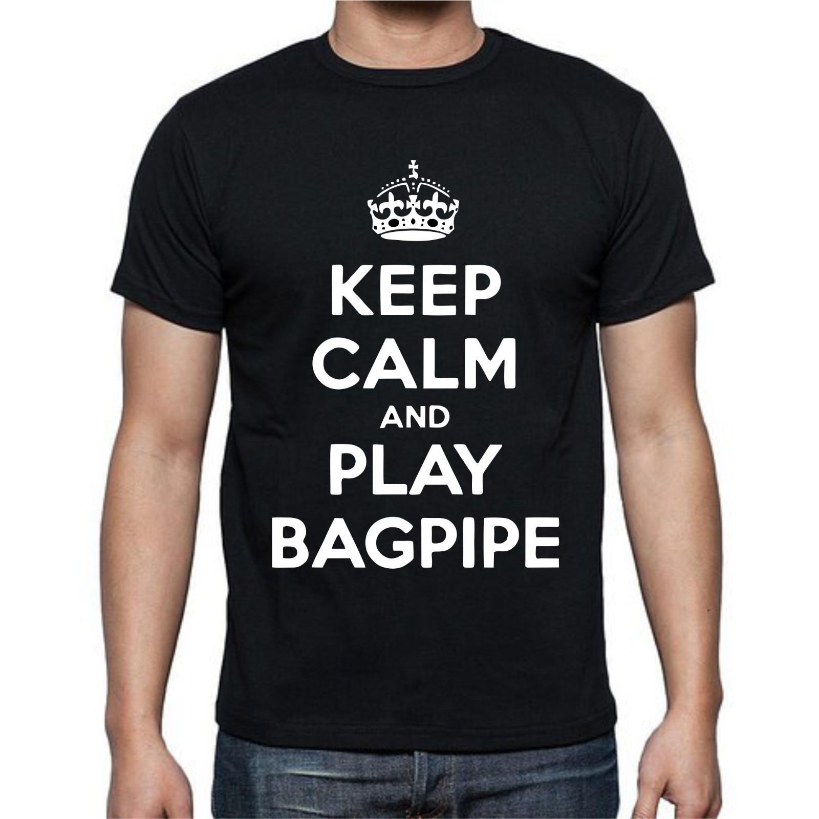 Keep Calm And Play Bagpipe Instrument Music T Shirt Mens Womens Tees Top tee 4XL