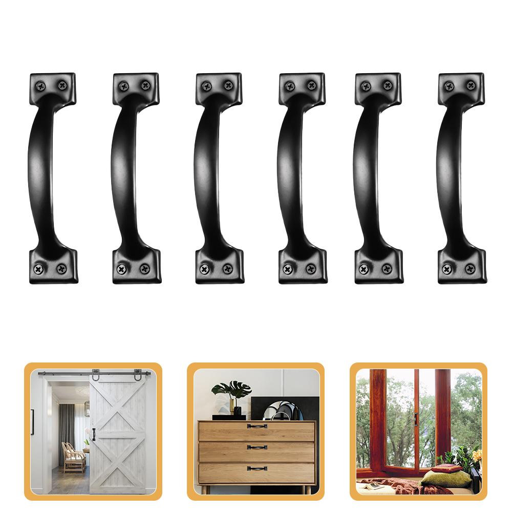 6pcs/8pcs/10pcs/12pcs Iron Door Handles Metal Door Pull Knobs Cabinet Drawer Pulls Barn Cupboard Knob Dresser Sliding Grips