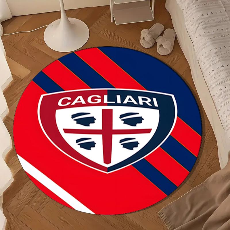 1PC Football Cagliari Design Round Rug for Livingroom,Bedroom, Palyroom, Chair Rug, Area rug, Circle Carpet, Large Size Fan Christmas gift