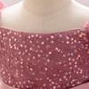 Neues Pailletten-Puffärmel-Prinzessinnenkleid für Babys und Kleinkinder mit 3D-Applikations-Mesh.