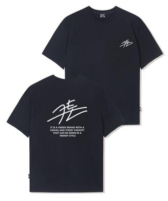 QUTON Back Signature Oversized Heavy Short Sleeve T-Shirt_Black