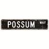 Vintage "Possum Way" Street Sign, Vintage Metal Wall Decor, 10.16x40.64 cm, Ideal Gift for Pet Lovers, Easy to Hang, No Power Required, Decorative Sig