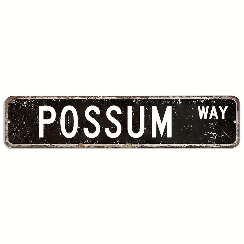 Vintage "Possum Way" Street Sign, Vintage Metal Wall Decor, 10.16x40.64 cm, Ideal Gift for Pet Lovers, Easy to Hang, No Power Required, Decorative Sig