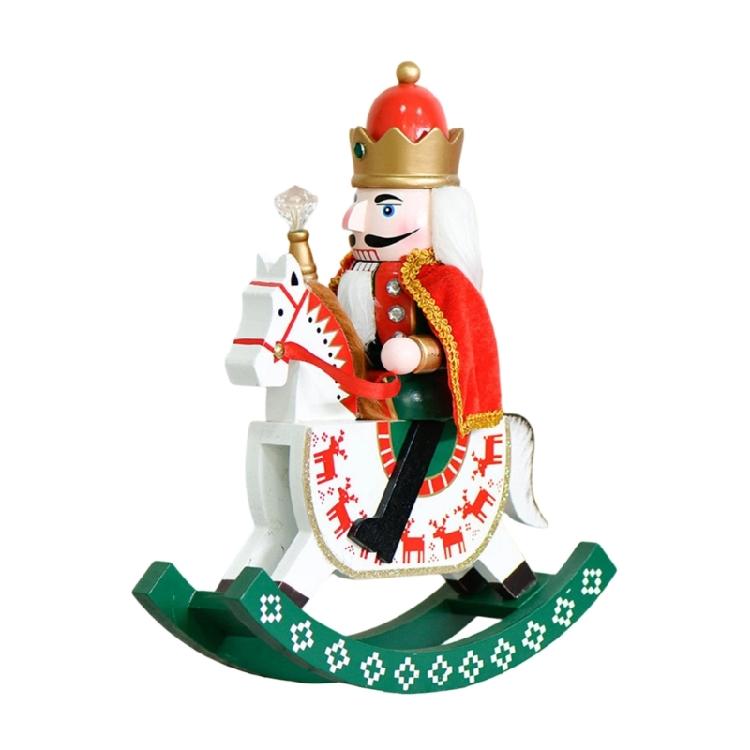 

King Nutcrackers Figure Wooden Rocking Horse Puppet Collectible Ornament For Christmas Themed Interior Decoration 1