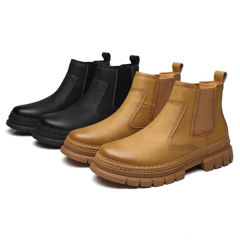 2024 Herren Echtleder Martin Stiefel: Retro Britische Chelsea Mid-Cut Freizeitschuhe