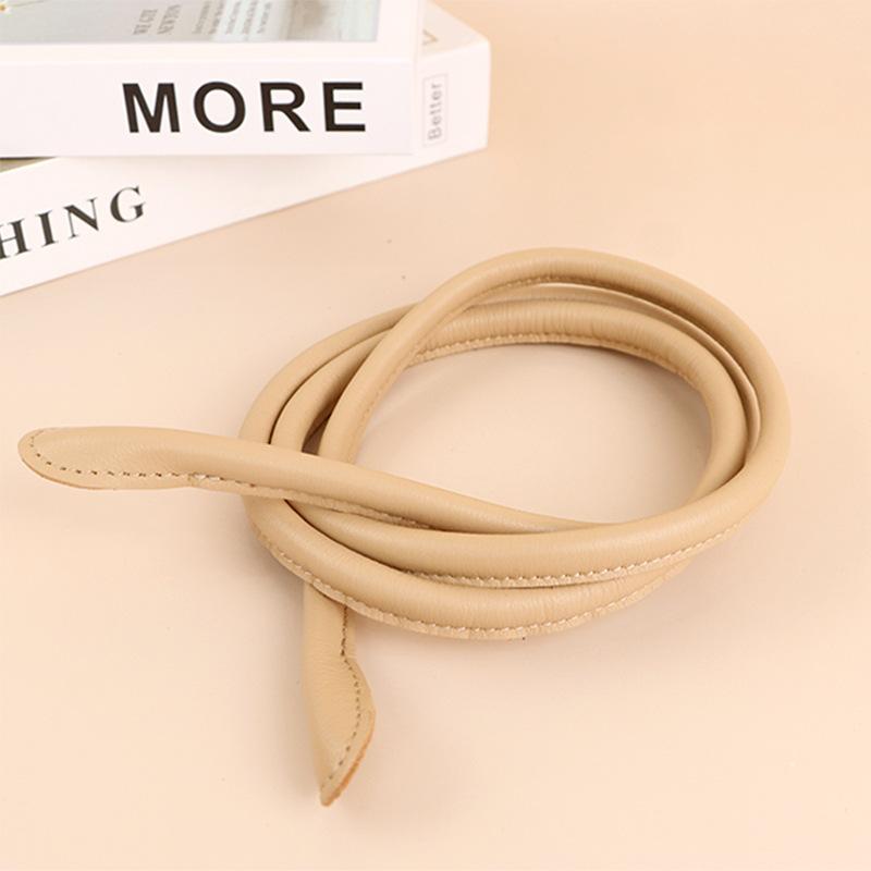 

Mei Mary First-layer cowhide retro belt, leather rope, women s thin waist seal, dress coat, waist tie, knotted tie 135cm абрикосовий