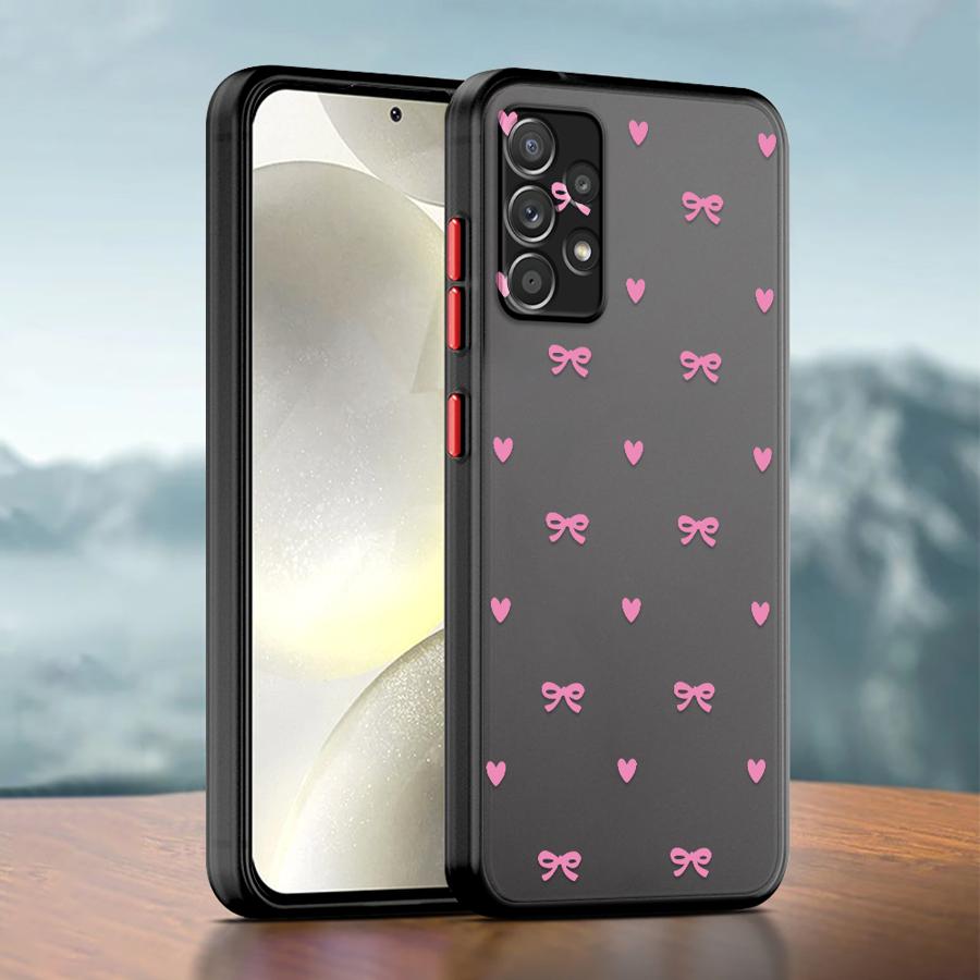 

INS Korean Cute Love Heart Bow Case for Samsung Galaxy A17 A52 A73 A33 A54 A53 A14 A23 A34 A36 A56 A55 A52S A72 A35 A16 A15 Galaxy A55 5G