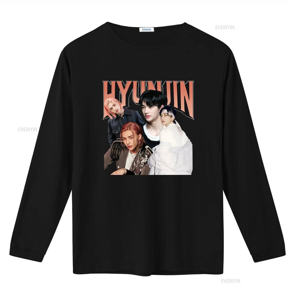 Hyunjin Concert Band KPOP Korean Style T Shirt Large Size Perfect for Fans Vintage Washed Breathable Homme Soft Graphic Unisex