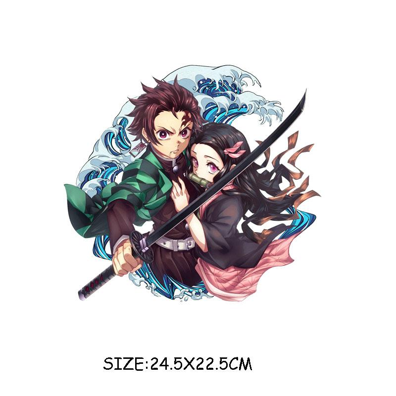 

Аниме Demon Slaye, железные нашивки, нашивки с теплопередачей для одежды для футболки для мальчиков и девочек, толстовка, украшение своими руками, аппликации