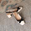 9-2 studiolee bow back strap thick heel shoes square head shallow mouth single shoes
