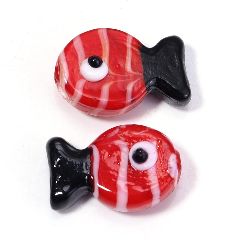 2pcs 13X20mm Lampwork Fish Beads Cute Animal Glass Loose Spacer Beads For Jewelry Making DIY Bracelets Necklace Accessories
