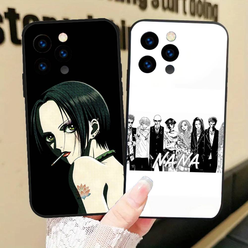 NANA Anime Black And White Color Phone Case For IPhone 17 Air 16 15 14 13 Pro Max 11 12 Black Silicone Cover
