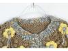 Stylish Women's Hand-Knitted Color Block Tassel Cardigan with 3D Floral Design