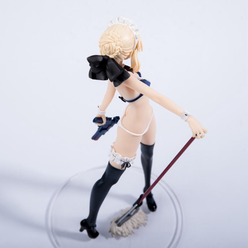 24CM Fate/Grand Order Anime Figure Saber Altria Pendragon Swimwear Maid Ver Pvc Action Figure Collectable Model Toys Figurine