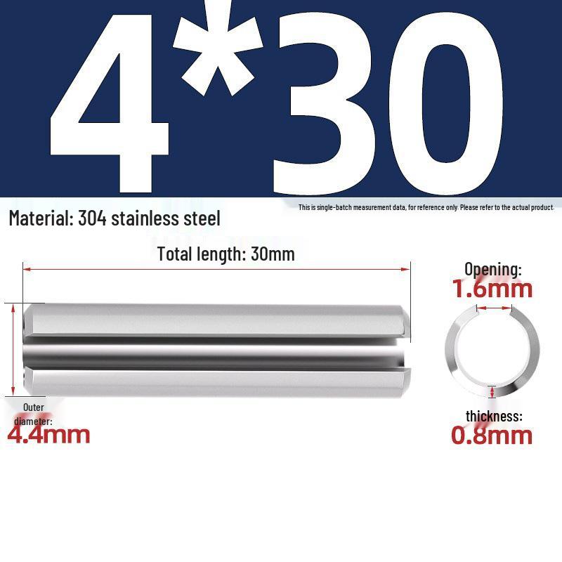 304 Stainless Steel Slotted Spring Pin, Cylindrical Shaft Pin, Locating and Hollow Pin (M5-M12)