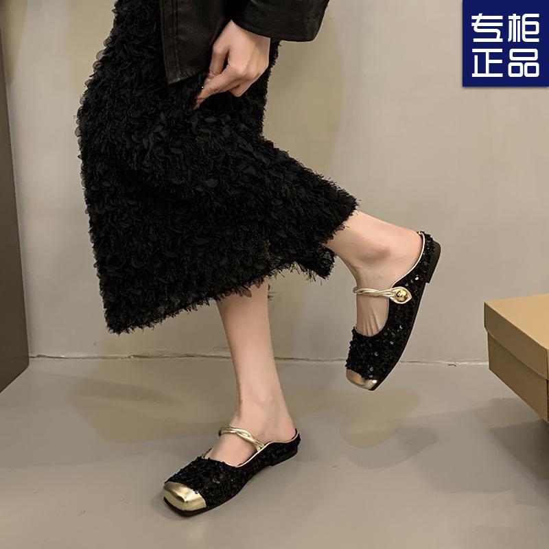 2025 spring and summer Internet celebrities popular wear comfortable square head shoes foreign style versatile small man show tall fairy style sli