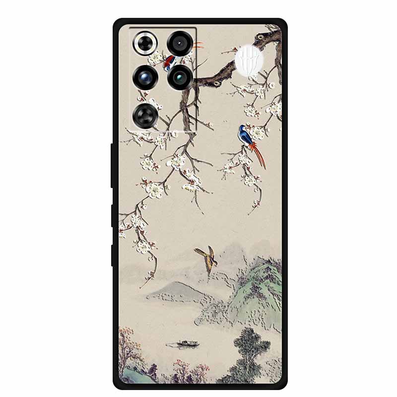 For ZTE Nubia RedMagic 11 Pro 5G Case 3D Emboss Flowers Relief Soft Black Silicone Back Cover For ZTE Nubia RedMagic 11Pro Funda