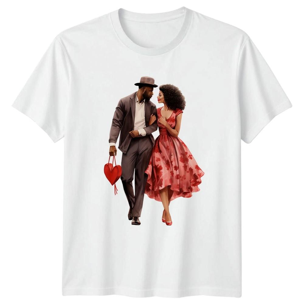 RoUnisextic Couple Love Hearts Valentines Day Unisexs TShirt Unisexs Tee Graphic Top S