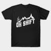 Men Black Print T-shirt Oh Shift Mountain Biking Bike Rider Funny Cycling No-Cut Transfer Paper Print Cotton Tshirt