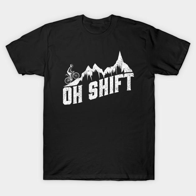 Men Black Print T-shirt Oh Shift Mountain Biking Bike Rider Funny Cycling No-Cut Transfer Paper Print Cotton Tshirt M чёрный