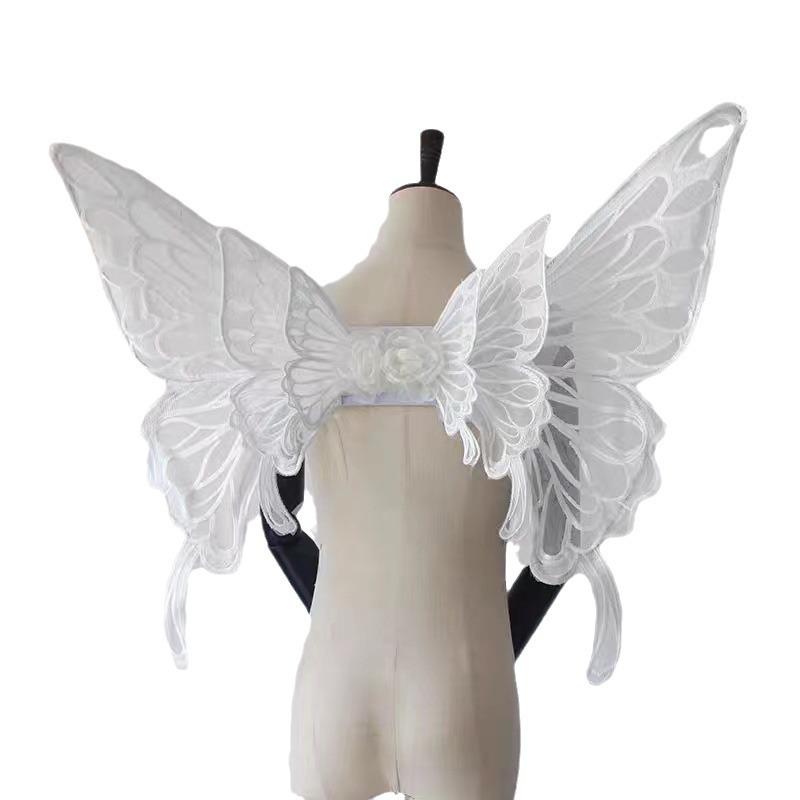 Blonde Mesh Sommerfuglvinge Ytelseskostyme med Brodert Livstykke