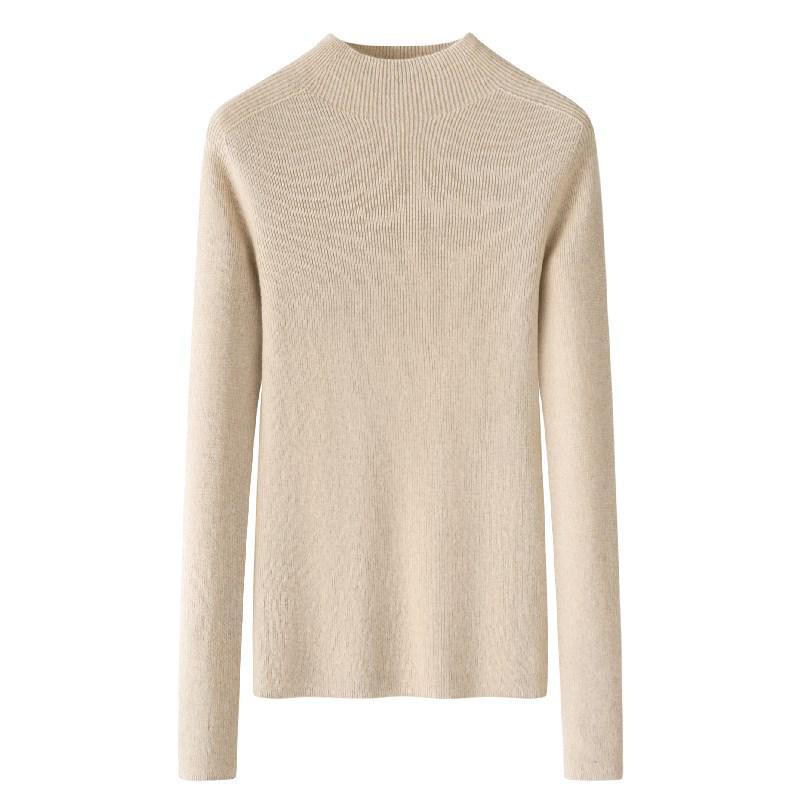 Women’s Slim-Fit Semi-High Neck 100% Pure Cashmere Sweater for Autumn/Winter