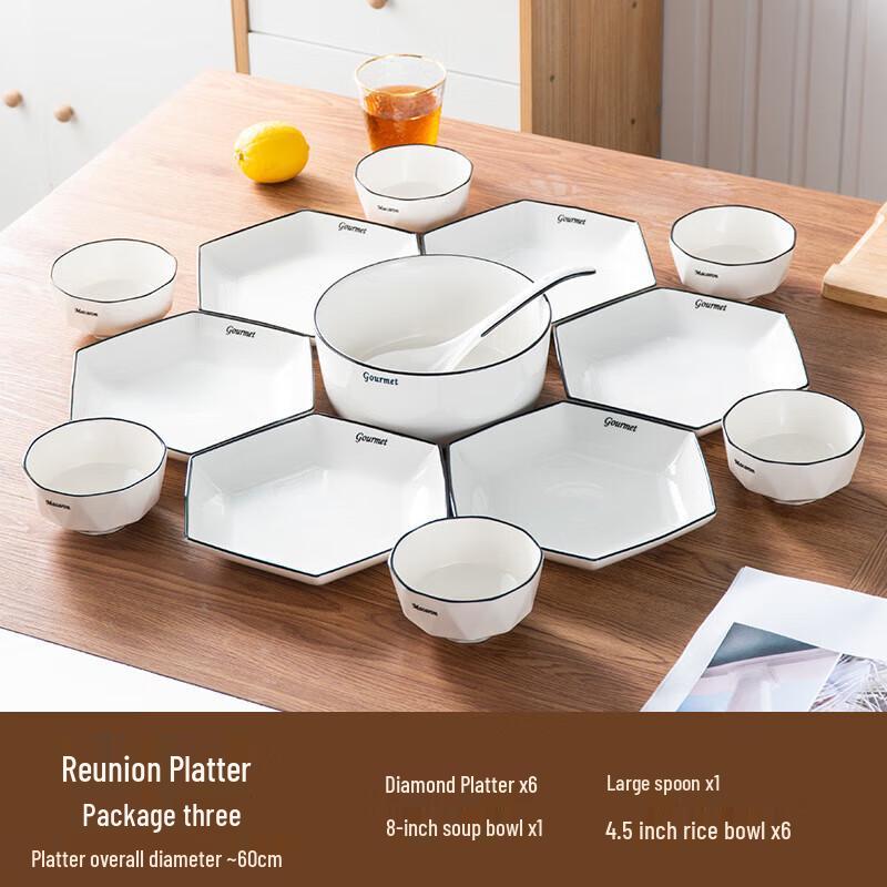 Nordic Black Line Ceramic Dinnerware Set